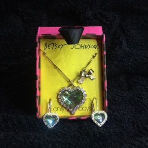“Betsey Johnson” Heart Necklace and Earrings